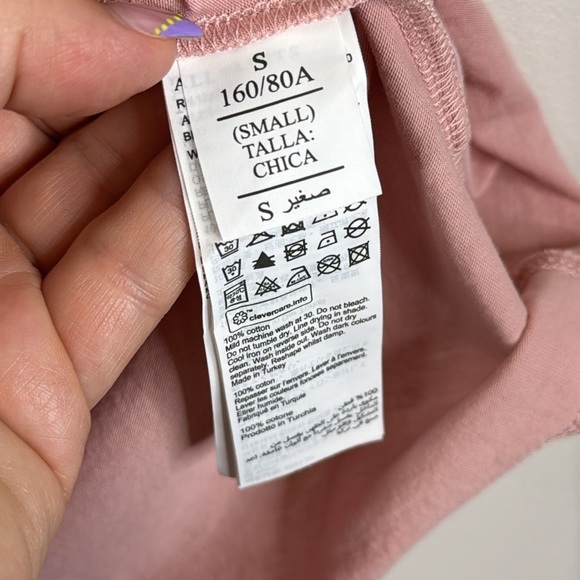 All Saints Women's Size Small Soft Pink Raw Hem Short Sleeve Tee - Picture 6 of 8